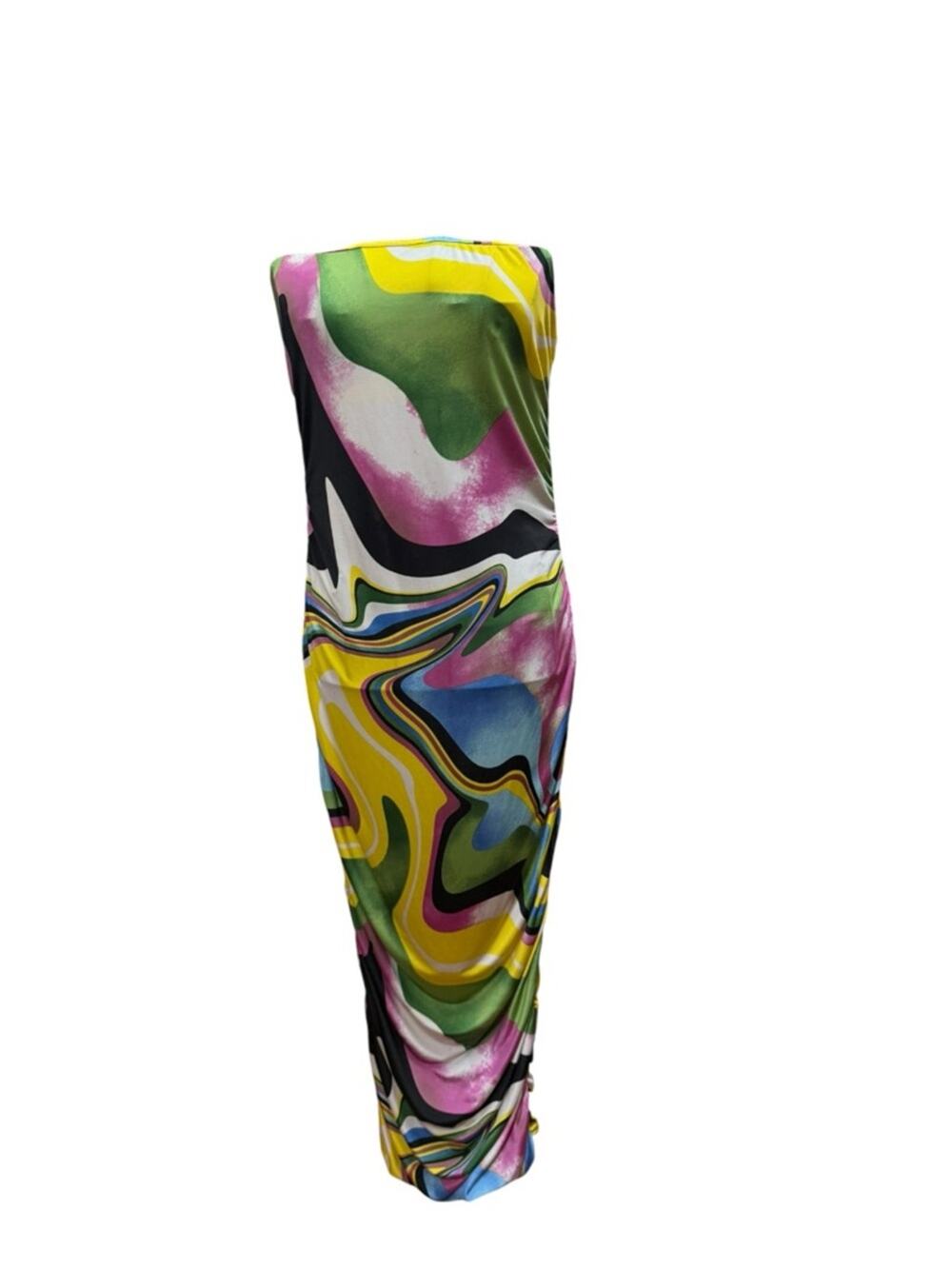Multi-Color Clear Shoulder Strap Swim Cover-up Bodycon Dress Large